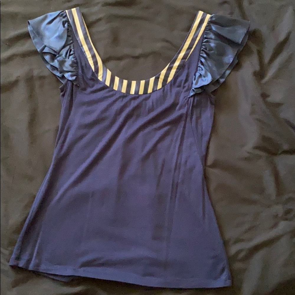 Ted Baker dark navy ruffle sleeve